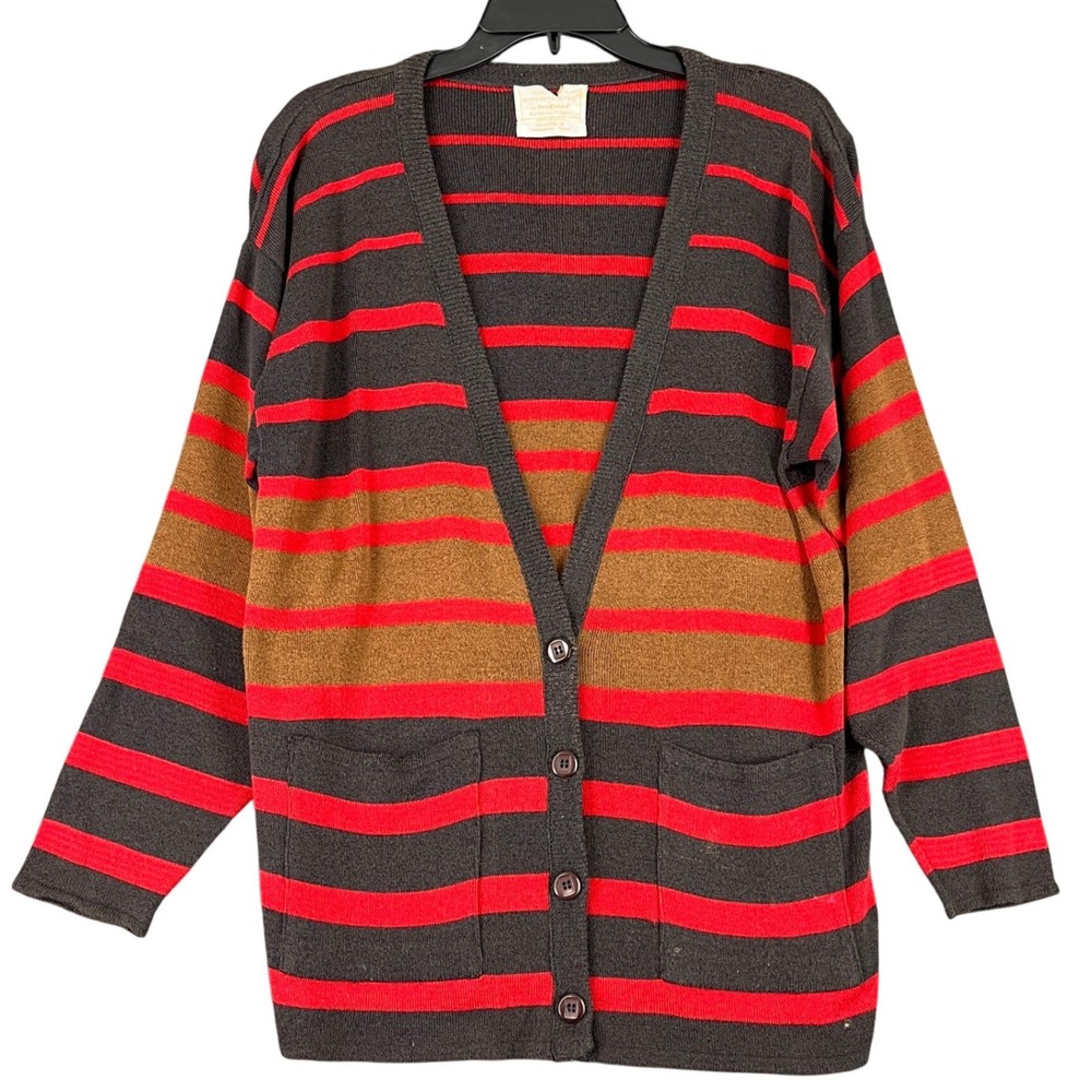 Pendleton Vintage 70s Striped Knit‎ Cardigan Sweater Womens L USA made